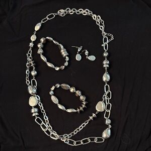 Chico's Silver Necklace and Bracelet Set